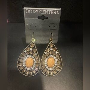 Body Central Gold and Brown Teardrop Earrings